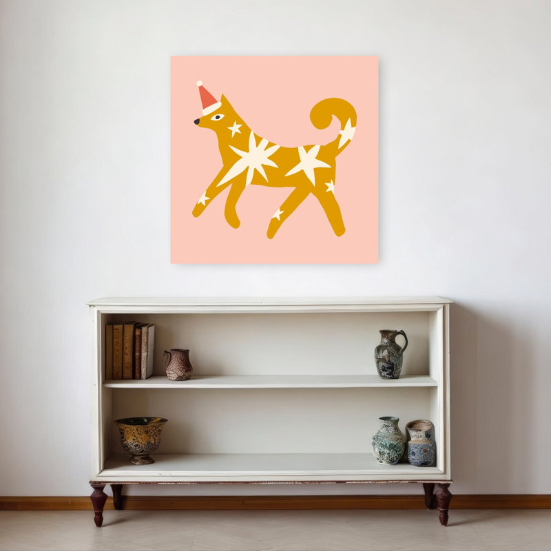 «Happychristmasno31», impression abstraite minimaliste de paysage d'hiver de chien moderne, H 32 po x l 32 po