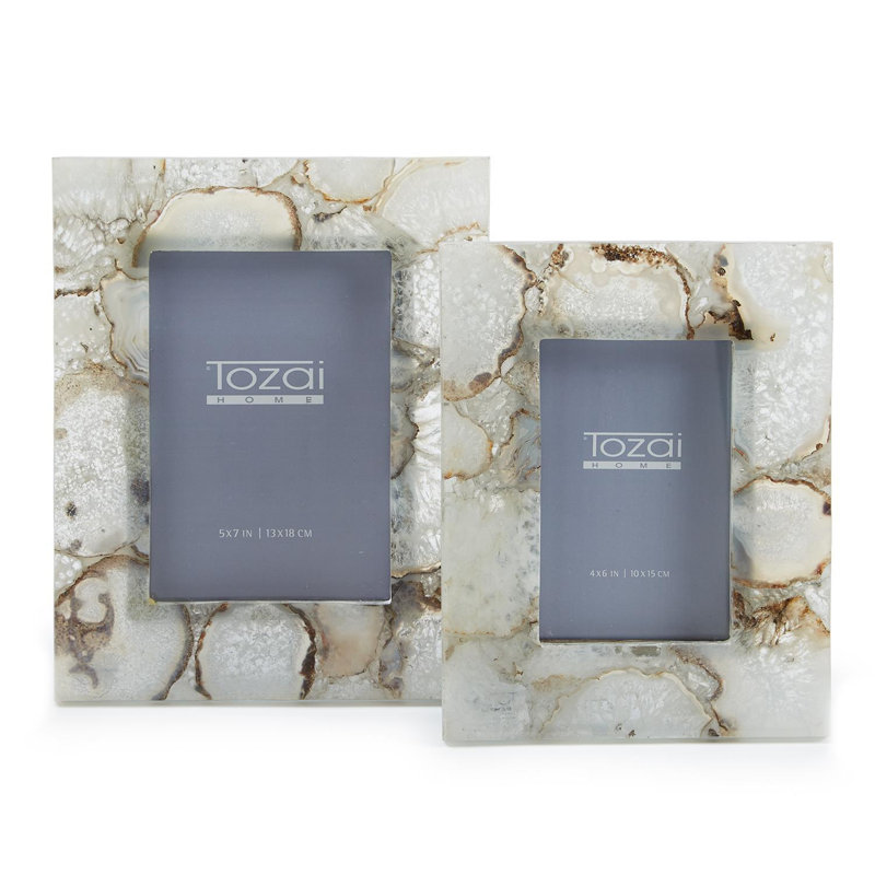Stone Embossed Picture Frame - Set of 2, Agate