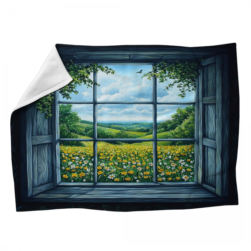 Jeté en molleton Window View - Jetés paysage pour canapés ou lits, L 80 po x l 60 po