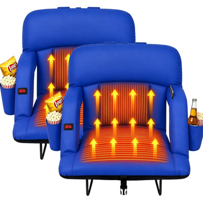 Siège de stade chauffant avec soutien lombaire, 2 pièces, design exclusif « canapé », siège de gradin épais inclinable avec chauffage à deux zones, 3 niveaux de chaleur, dossier à 6 positions, tissu Oxford 600D et conception pliable