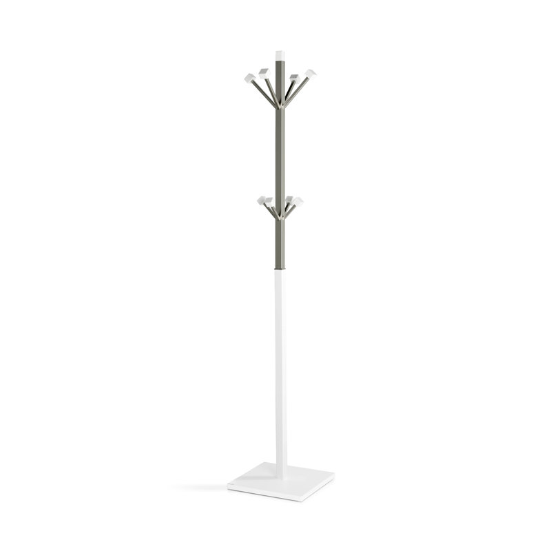 Fressia Solid Wood Freestanding 8 - Hook Coat Rack, White