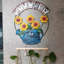 Décoration florale de décoration murale rétro en forme de fleur - Plaque de bienvenue pour porte d'entrée, marguerite et boîte de jardin-2080278078