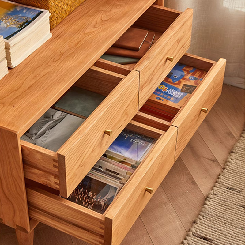 Simple All Solid Wood Cherry Wood Bookcase, (6 Shelves) 68.9"H x 31.5"W x 17.7"D