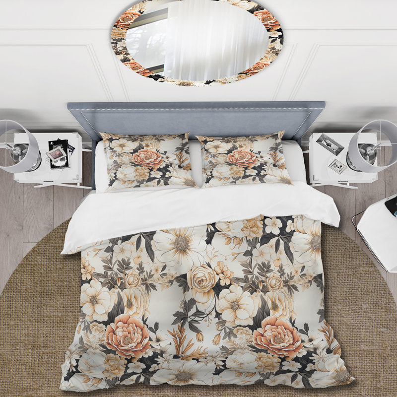 Ensemble de housse de couette Marigold Euphoria Blooms Bouquet - Floral, Housse de couette simple + 1 taie décorative stan