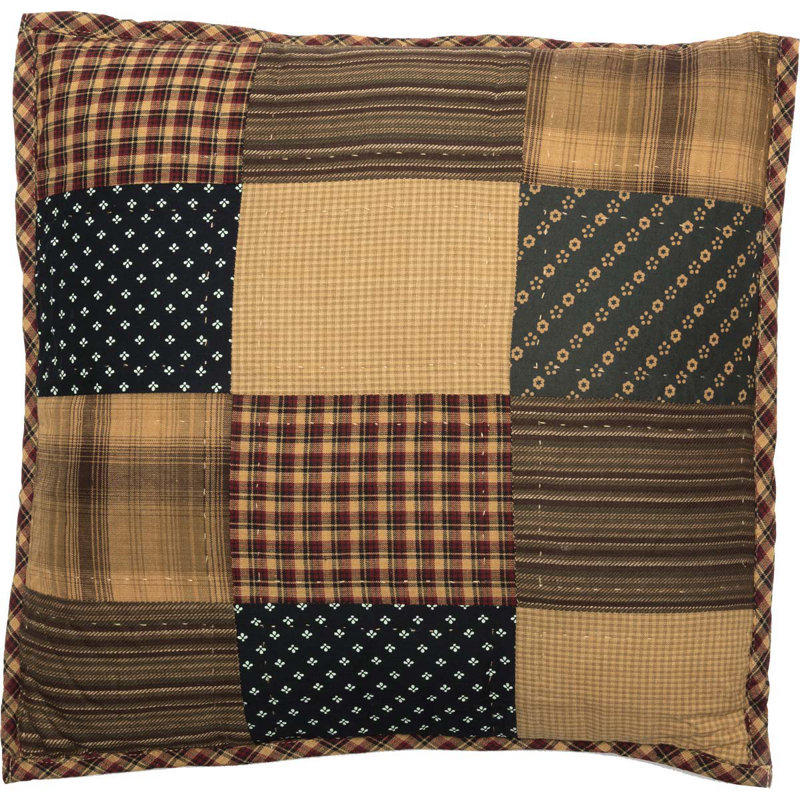 Patriotic Patchwork Cotton Reversible Throw Pillow, 16x16