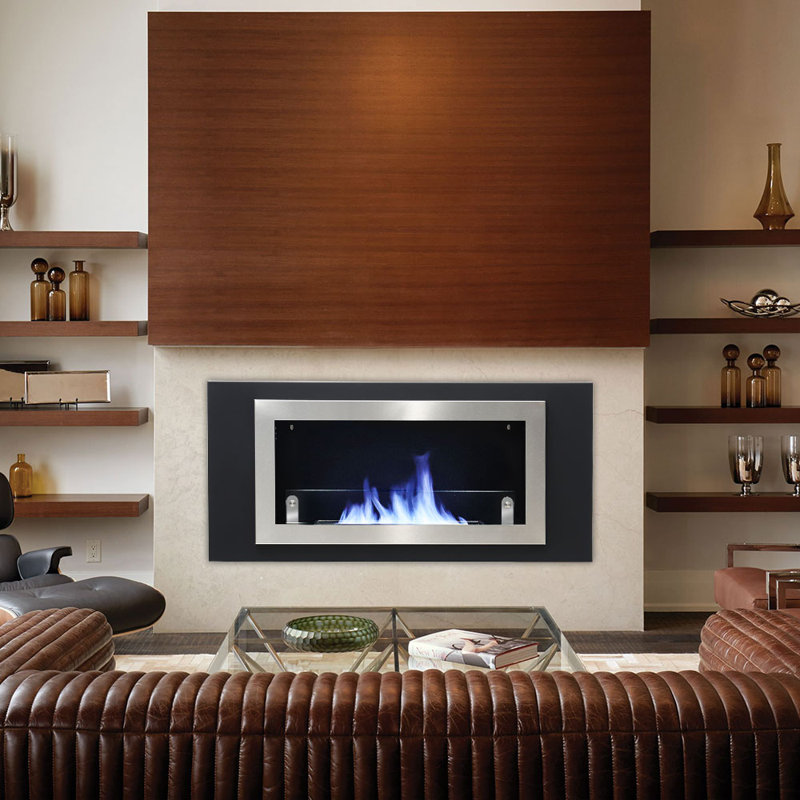 Metro Lane 114.5cm W Black Electric Fireplace
