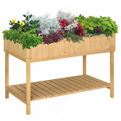 Lit de jardin surélevé de 43 po x 18 po x 30 po Outsunny avec 8 poches et une tablette