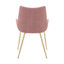 Chaise de salle à manger en tissu rose avec pieds dorés-708347238
