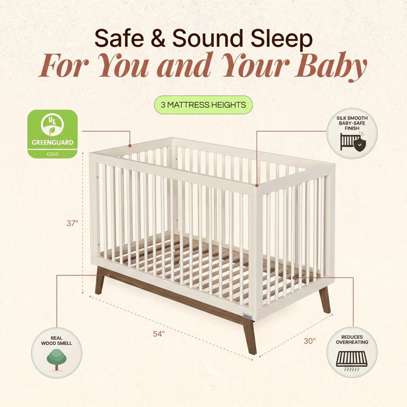 Soho 3-in-1 Convertible Crib, Almond Milk/Walnut