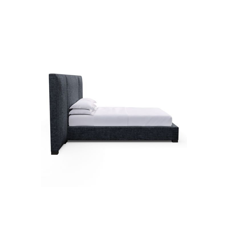 Prospect Upholstered Bed, Weathered, Box Weave Linen Black Jack, Full