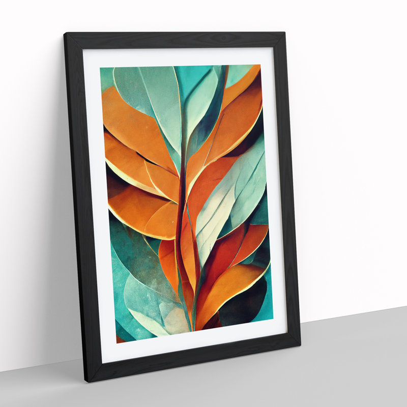 Abstract Leaf Art No.5 - Wall Art, Black Framed, 66cm H x 48cm W, No Matte