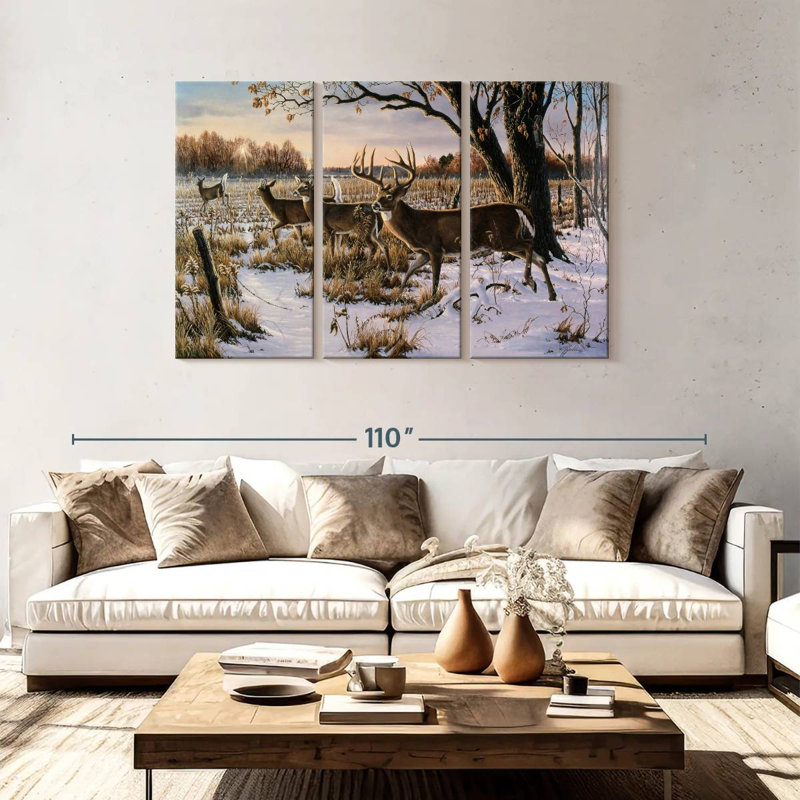 Brampt Cautious Crossing - Whitetails, 48" H x 74" W