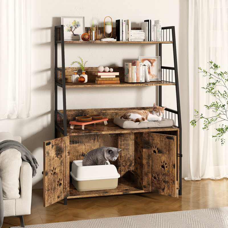 Daz Litter Box Enclosure, Rustic Brown/Black