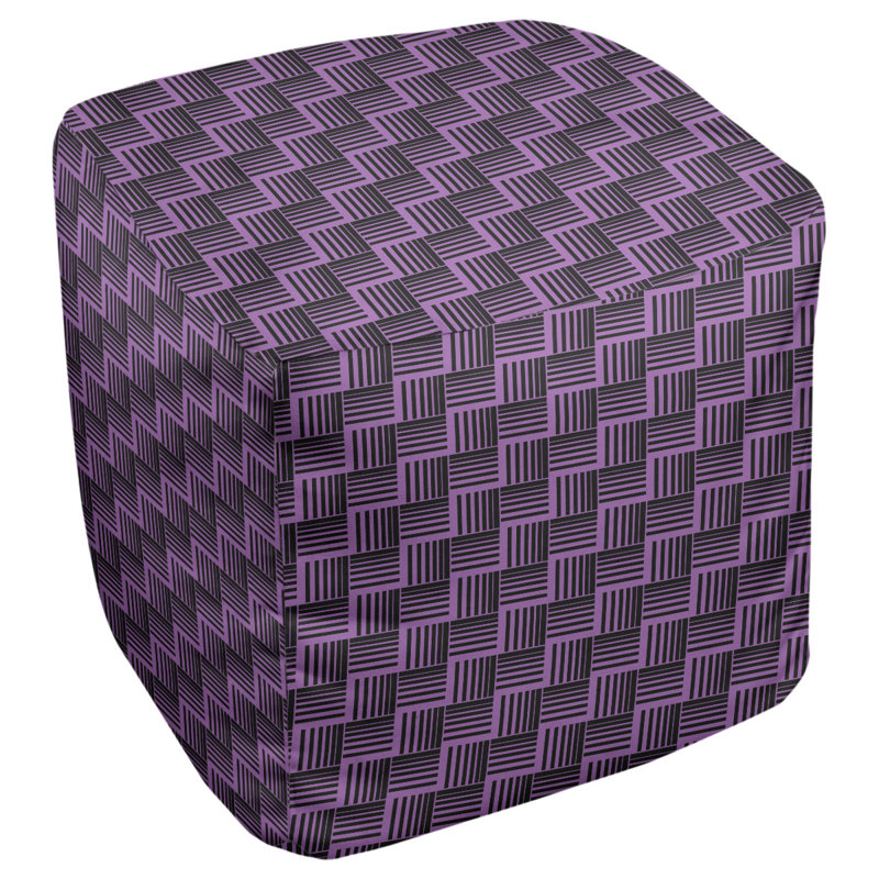 Repose-pieds cubique à rayures classic basketweave, Noir / Violet