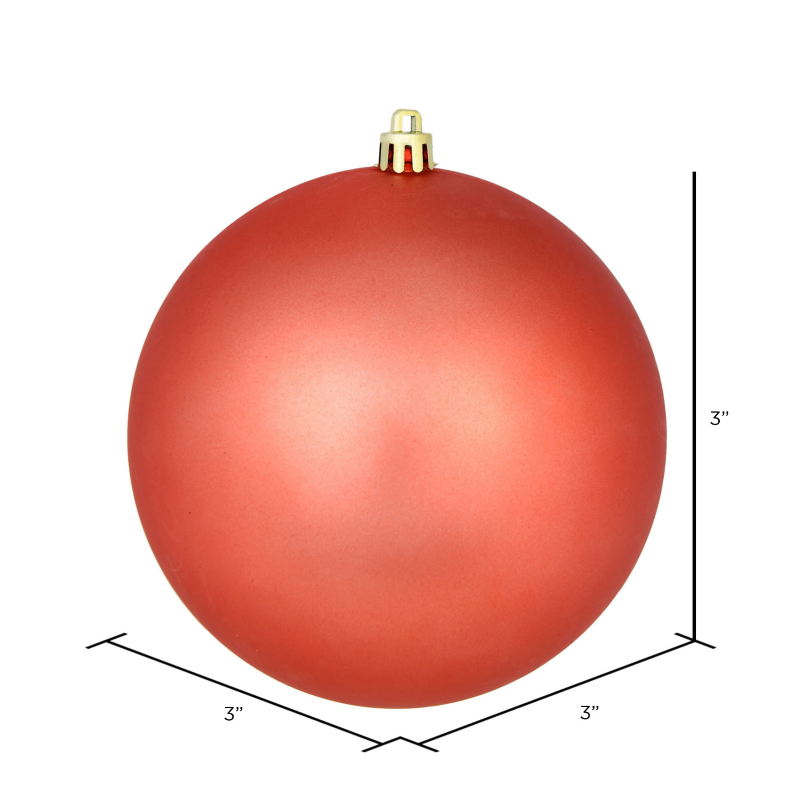 Holiday Décor Ball Ornament, Coral Matte, 3" H x 3" W x 3" D