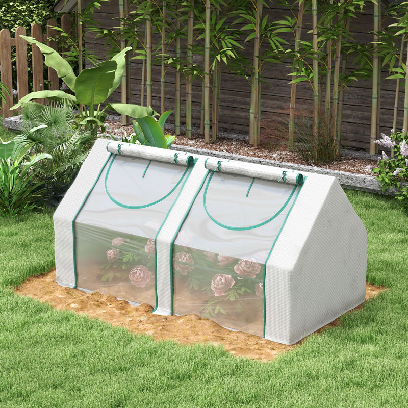 Serre de jardin 6 pi x 3 pi, transparente avec acier, 2 housses et fenêtres utilisateur, transparent portatif, structure en acier, housses en plastique / plastique, fenêtres à usages multiples