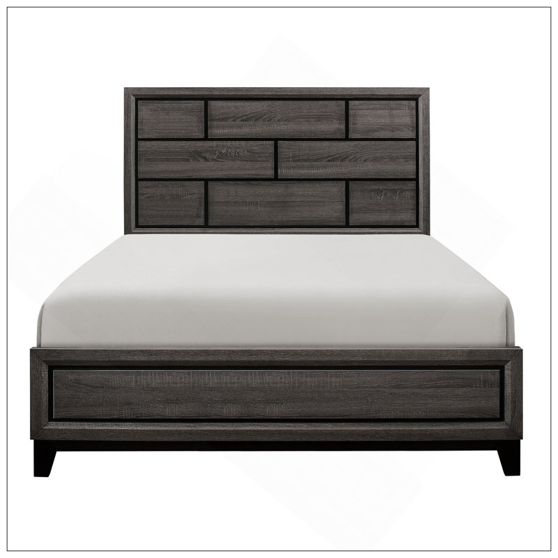 Mobilier de chambre à coucher contemporain de style moderne avec ligne grise et grand lit 1pc