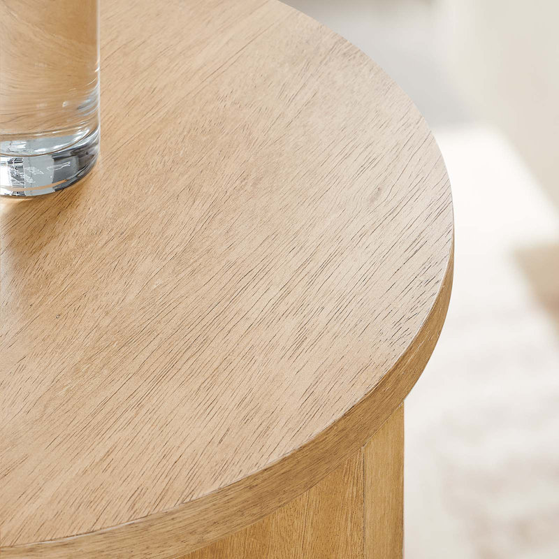 Silas Round Mango Wood Side Table In Natural, Natural Wood