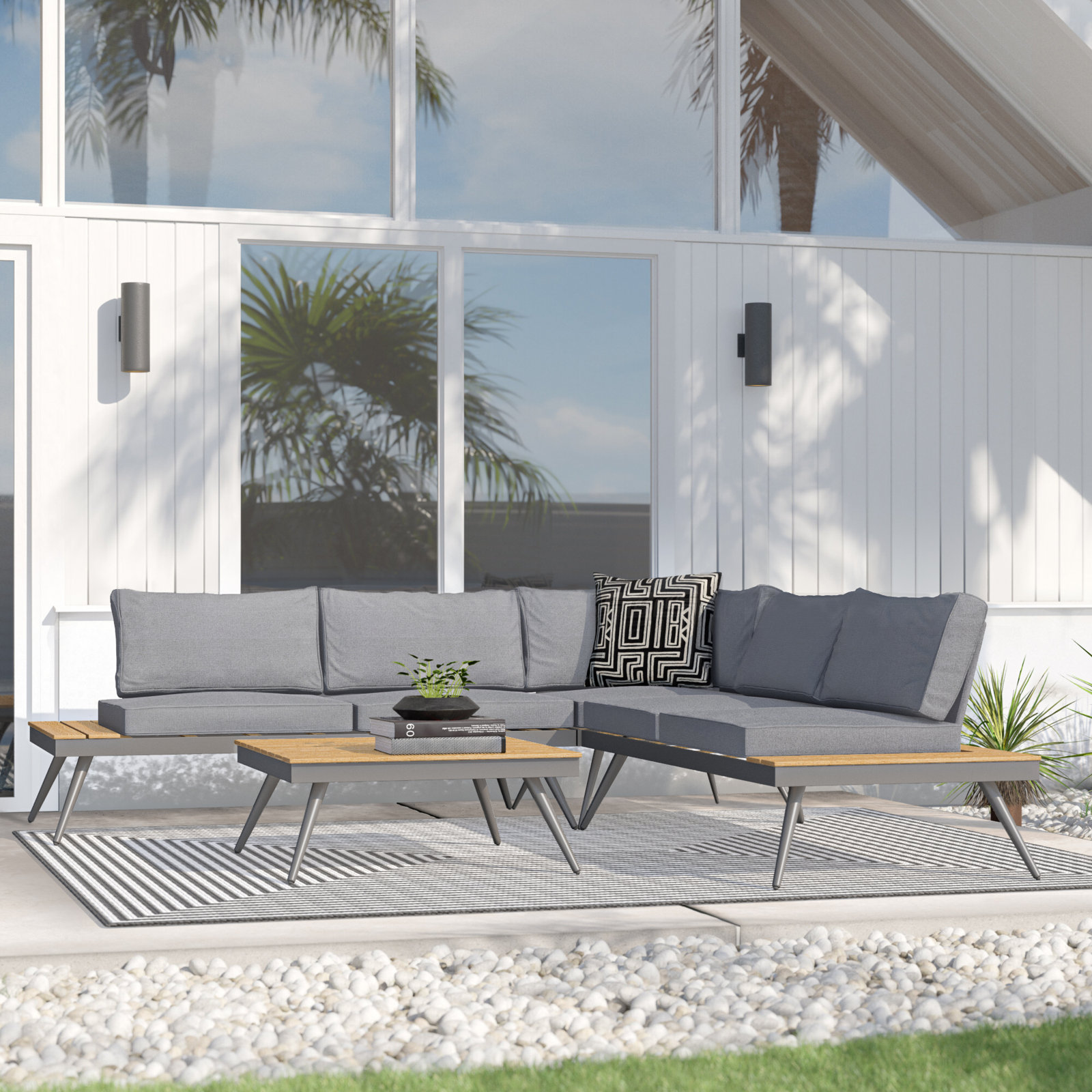 Phantom 4 - Person Modular Patio Conversation Set with Cushions, Natural