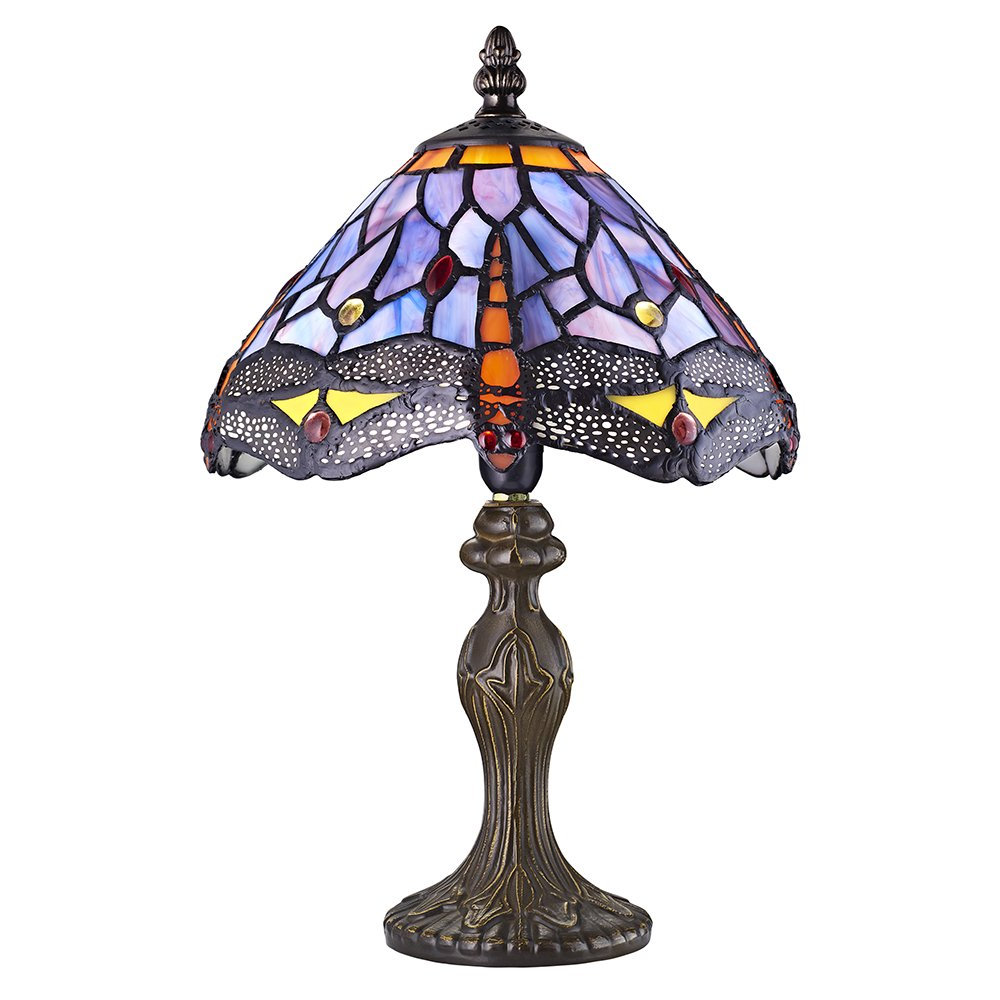 Gladden Hand Crafted Stained Glass Dragonfly Tiffany Table Lamp