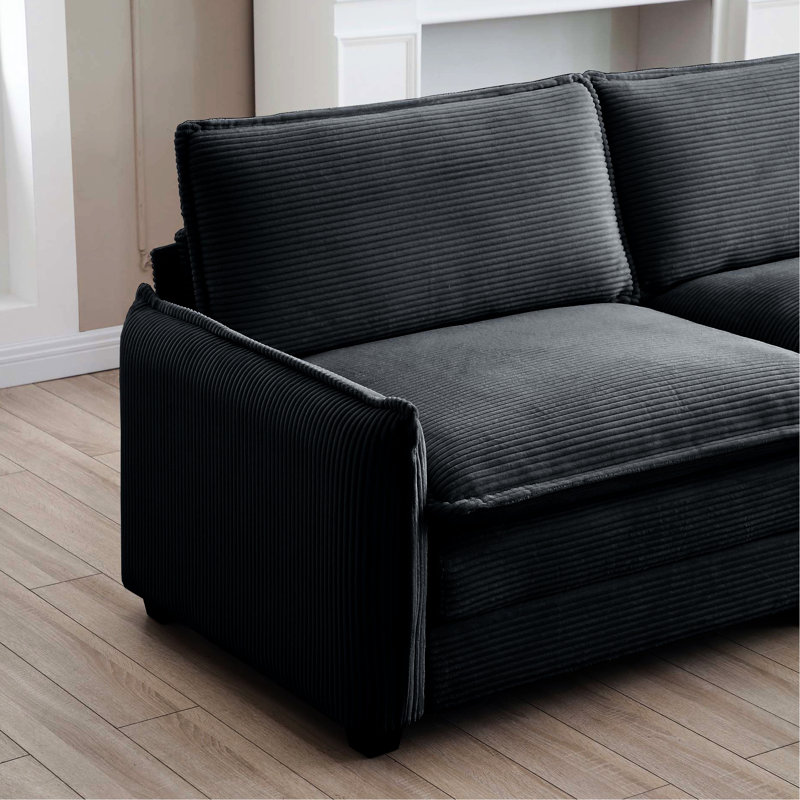 Footstool In Grey Corduroy, Adds Style And Comfort To Living Rooms With Sofas Corduroy Footstool, Enhances Decor Quality Materials