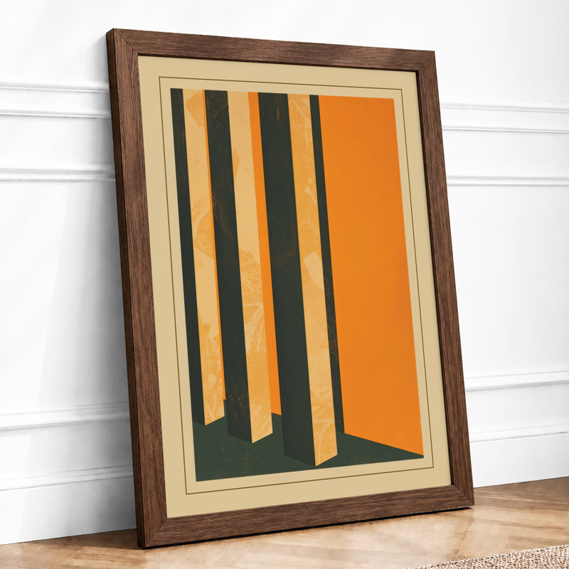 Interior Space Geometric - Framed Print, A4 - 29.7 x 21.0 cm, Walnut