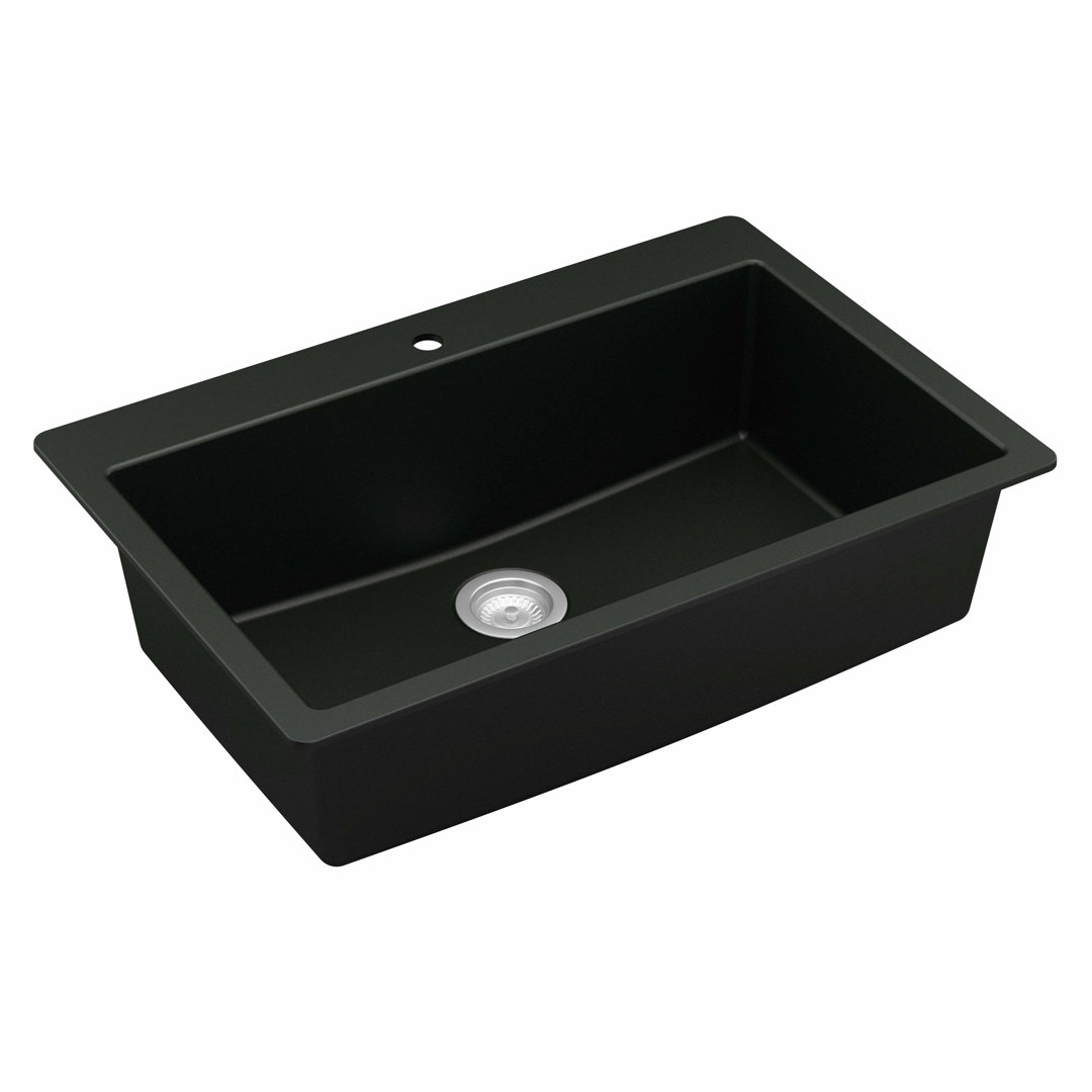 Karran Quartz 33'' X 22'' Large Single Bowl Drop-in Kitchen Sink With Bottom Grid and Strainer Karran 