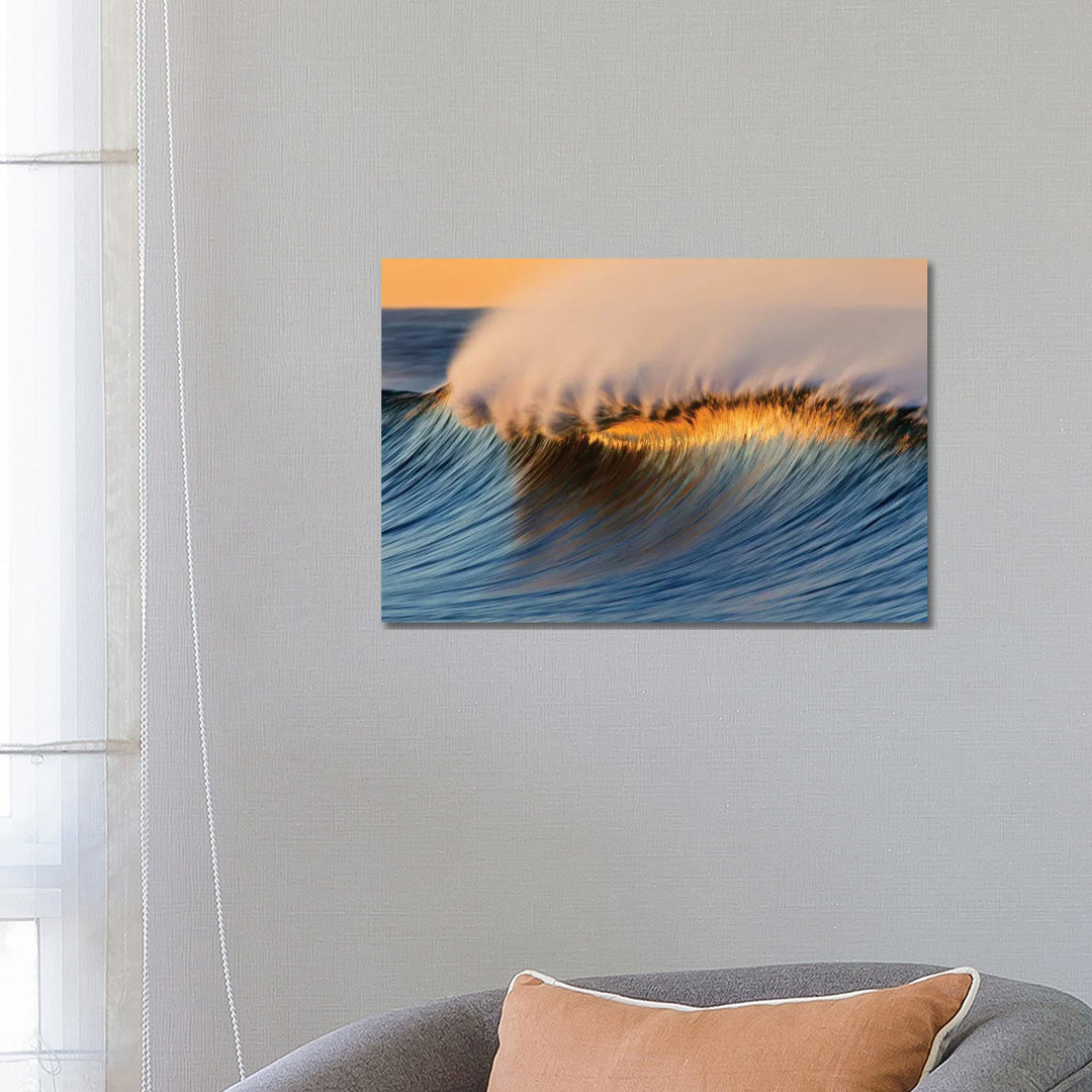 Golden Crest Wave by David Orias - Wrapped Canvas Rectangle Photograph