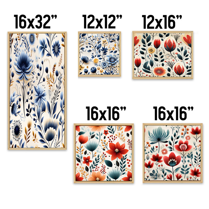 Hardman - Ensemble de 5 impressions murales florales, Cadre flottant brun