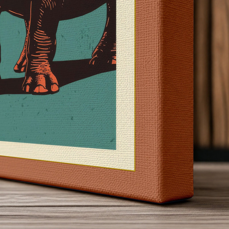 Hippopotamus Presence Rustic - Wrapped Canvas, 36x24 - 91.4 x 61.0 cm, Terracotta Border