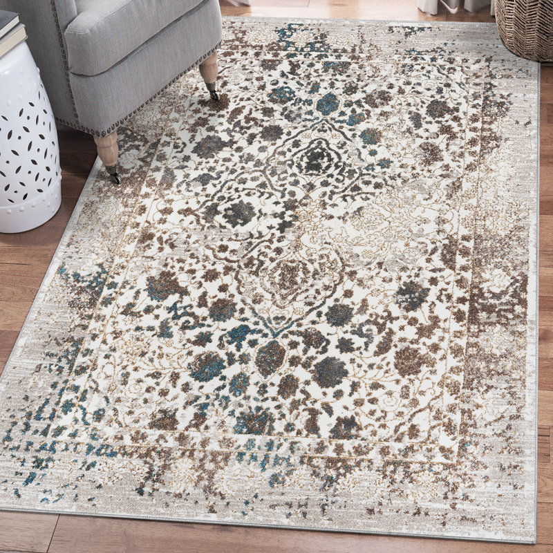 Tapis à motif oriental crème, Rectangle 9 pi x 12 pi