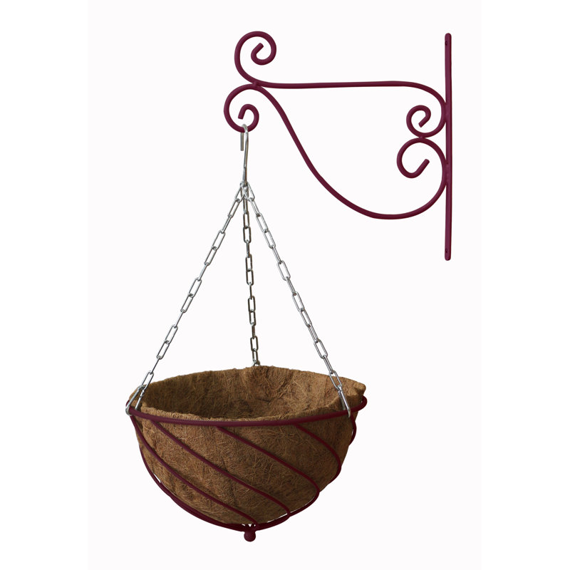 Panier à fleurs suspendu, Vin rouge, H 12,8 po x l 19,2 po x P 19,2 po