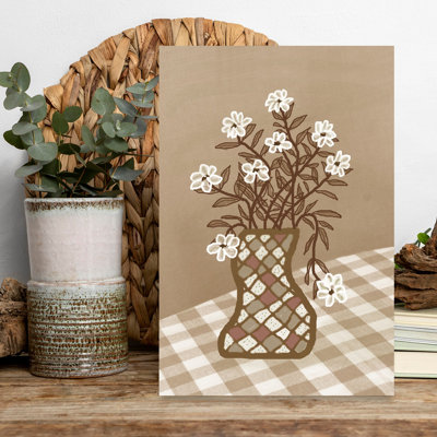 Checkered Charm - Toasted Almond by Christina Sillen - Wrapped Canvas Print
