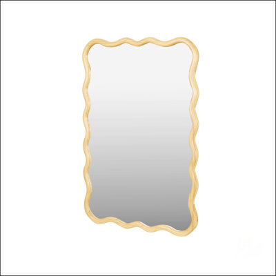Stylish Solid Wood Wavy Rectangle Mirror For Versatile Wall Decoration In Multiple Rooms