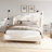 Upholstered Platform Bed Boucle Fabric and Wingback Headboard-2017819916