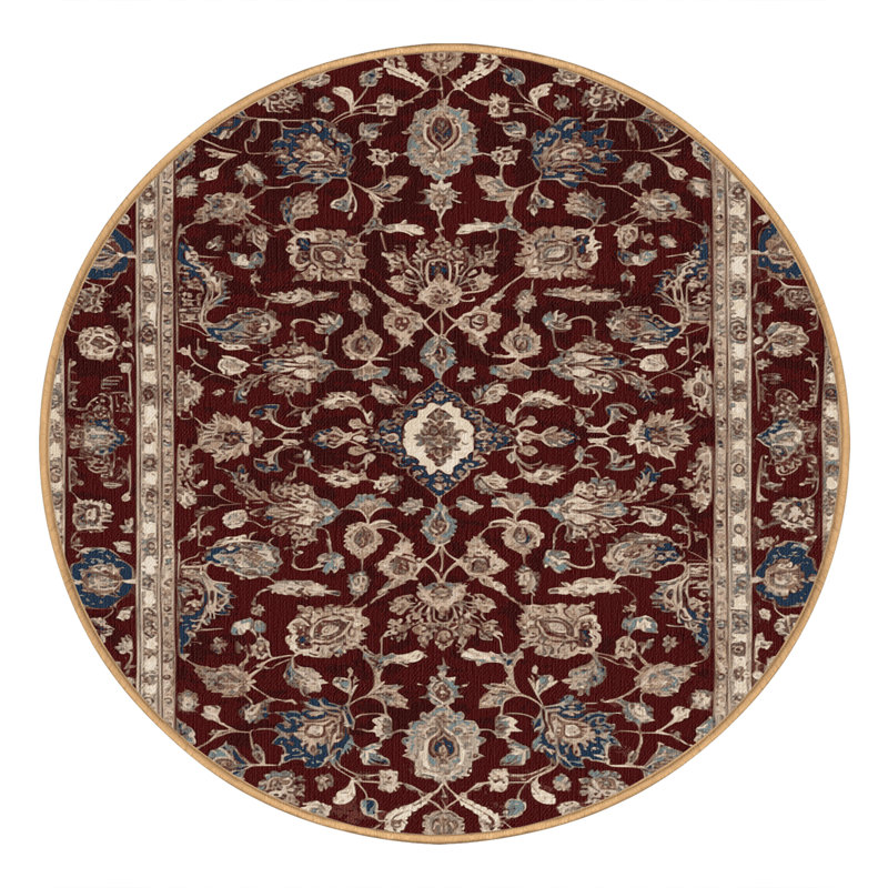 Tapis brun lavable à la machine, Rond 7 pi