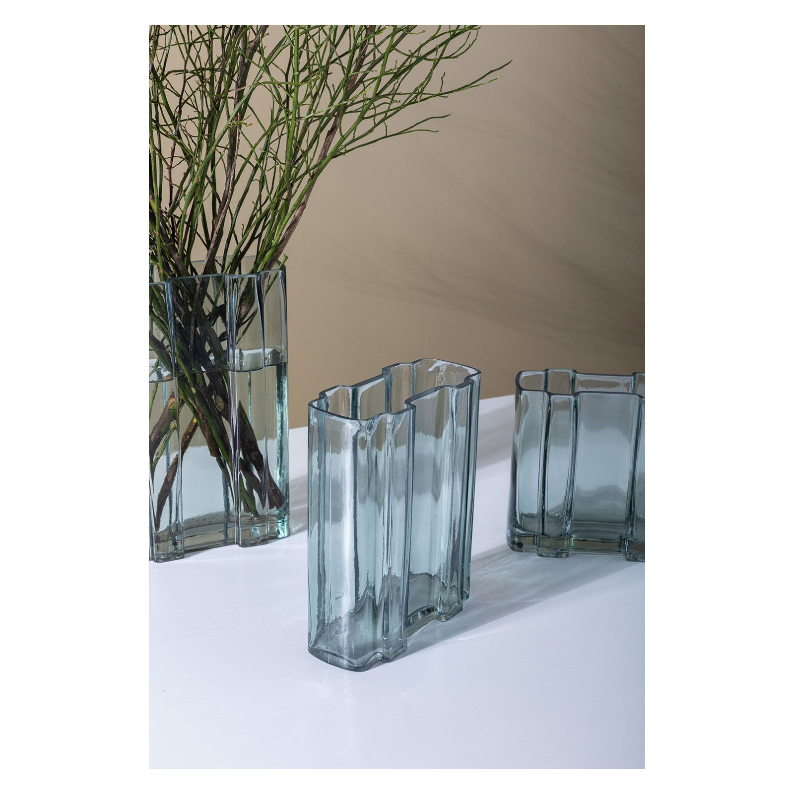 Evanne Handmade Glass Table Vase, 8" H x 6.25" W x 2.75" D