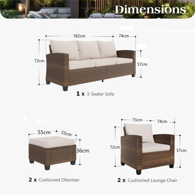 Millry Sofa All Weather Wicker/Rattan 7 - Person Seating Group with Cushions