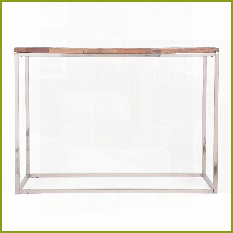 Console en bois recyclé avec cadre en acier argenté Boho Glam Salon
