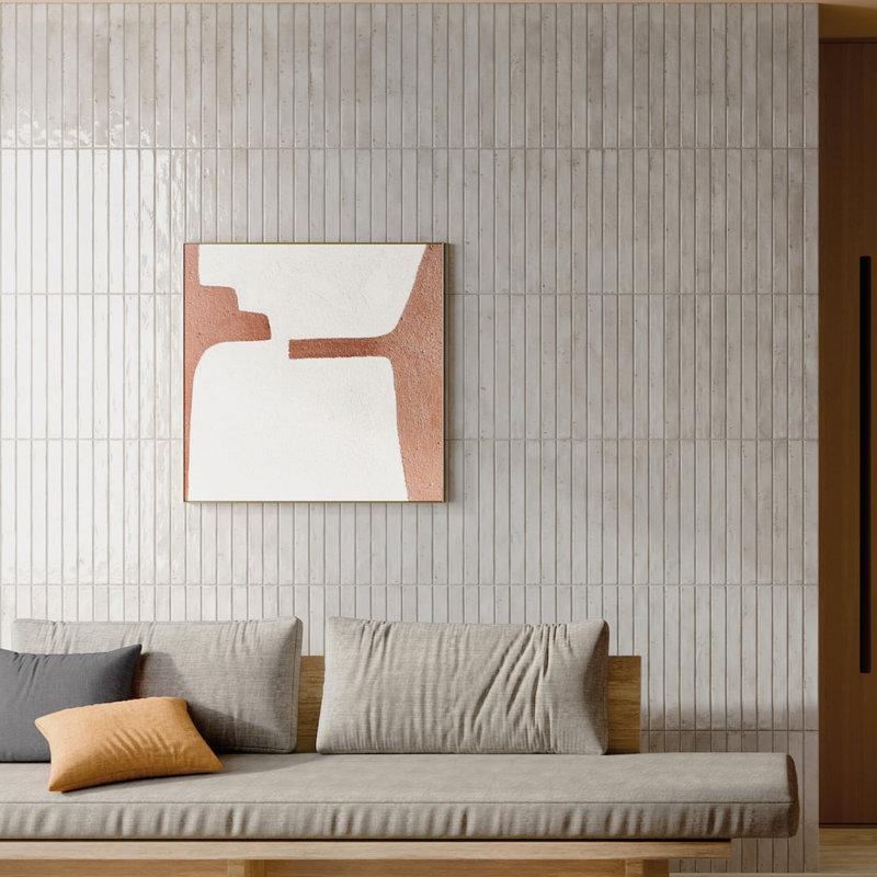 Color Wheel | 2"x 18" Porcelain Brick Look Wall Tile, Light Grey