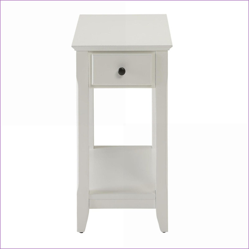 Bois massif blanc Table basse en MDF avec tablette - Rangement durable pour le salon, Blanc