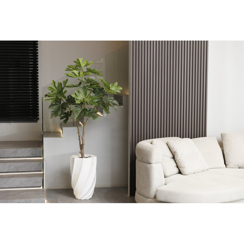 Sycomore artificiel 73,3 po dans un grand pot à carreaux beige parfait pour une utilisation intérieure et extérieure