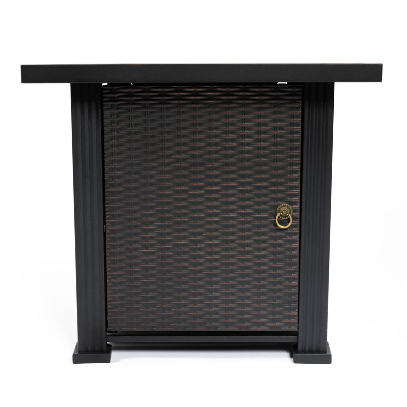 28Inch Fire Pit Table, Steel Body, Adjustable Flame, Rocks Included, Area Heated 20 Sq.Ft Square Gas 28Inch, Stainless Burner, Brown, Heat Output 40000Btu