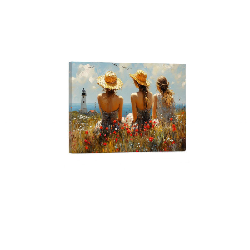 Phare et ses amis, art mural encadré en bois à l'arrière, 24 po x 36 po