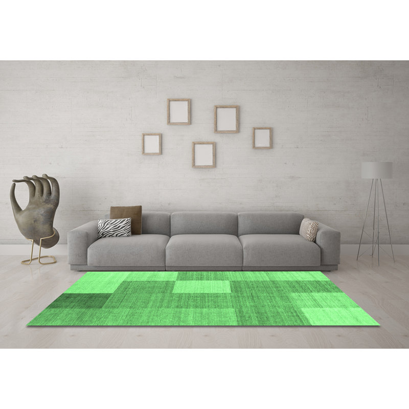 Washable Checkered Indoor Rug, Round 3'