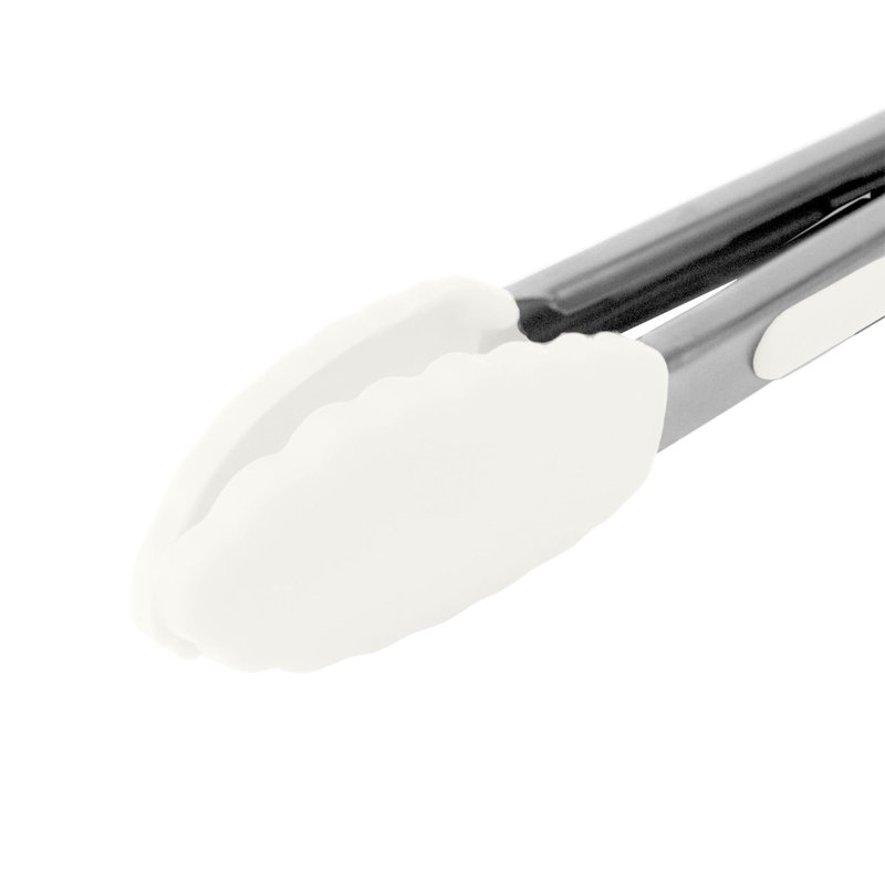 Tovolo Mini Silicone Tongs, Stainless Steel/White