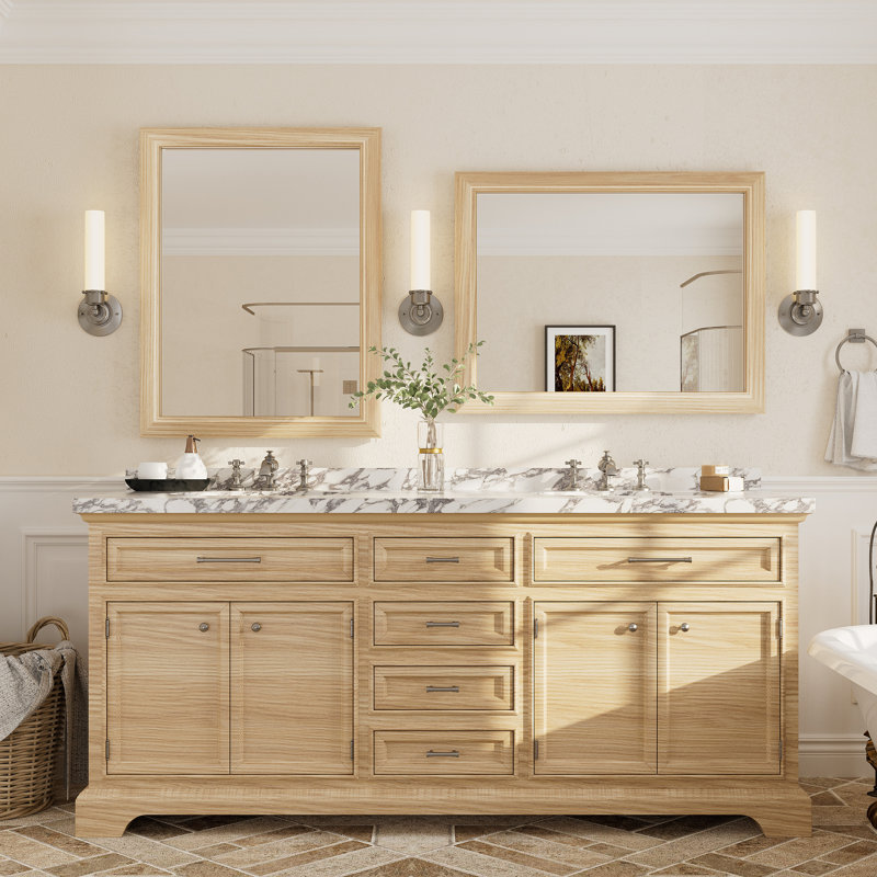 Miroir mural Amara, 36 po x 28 po, Bois jaune clair