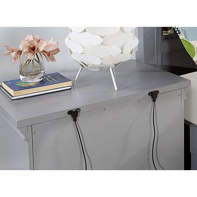 Table de chevet de style transitionnel, table de chevet 3 tiroirs, table de bout, Gray