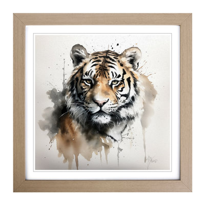Tiger Ink Wash - Framed Print