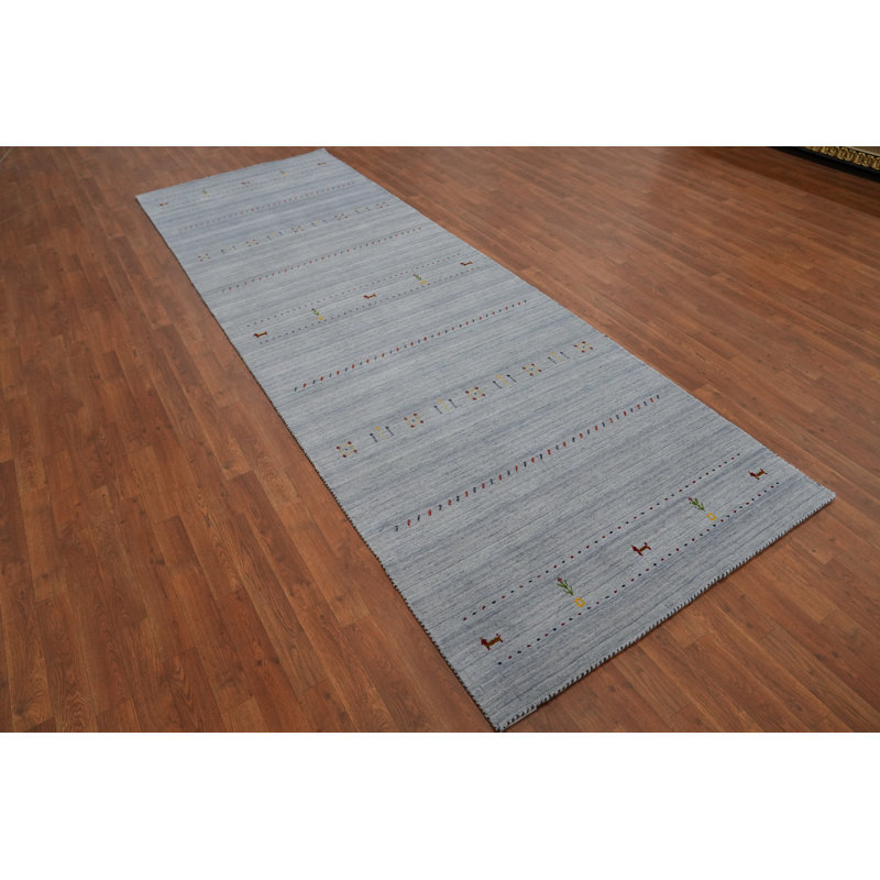 Tapis de couloir tribal gris argenté